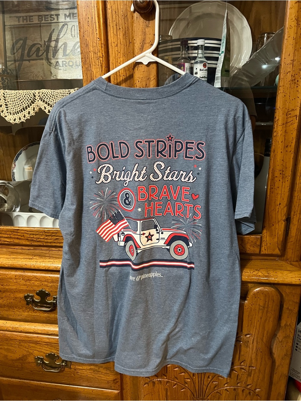 Patriotic Graphic Tee - Bold Stripes Bright Stars & Brave Hearts